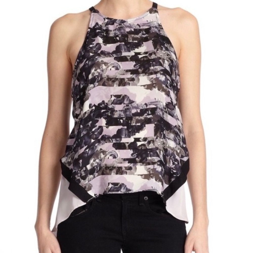 Parker Asymmetrical Black and White Sleeveless Tank Top